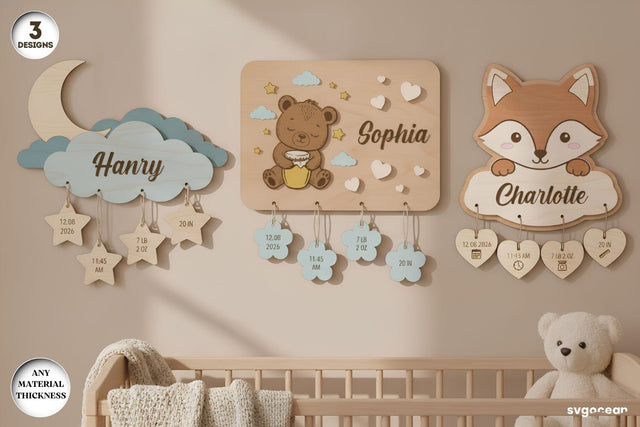Baby Birth Stats Sign SVG Bundle SVG SvgOcean 