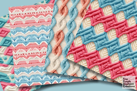 Baby Blanket Knit Fabric Texture Sublimation Digital Pattern Fine Purple Elephant Creations 