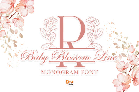 Baby Blossom Line Monogram Font Dm Letter Studio 