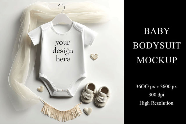 Baby Bodysuit Mockup | Baby Romper Mock Up Gender Neutral Mock Up Photo BijouBay 