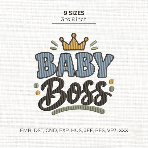 Baby Boss Crown Embroidery Design – Cute Little Boss Baby Quote Machine Embroidery File Embroidery/Applique DESIGNS PatternFeed8 