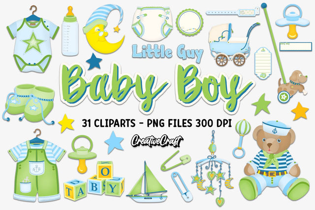 Baby Boy Clip Arts, baby shower illustration Sublimation CreativeCraftShop 