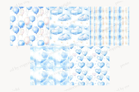 Baby Boy Digital Paper | Blue Nursery Birthday Patterns Digital Pattern GlamArtZhanna 