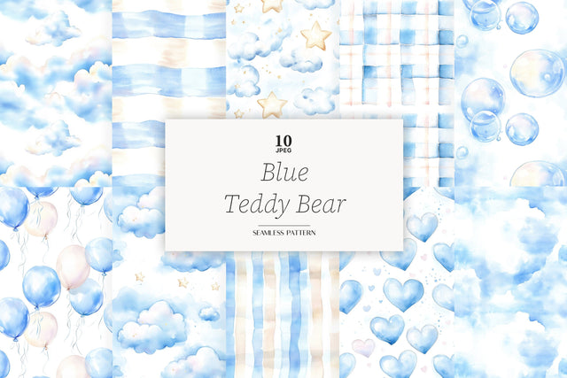 Baby Boy Digital Paper | Blue Nursery Birthday Patterns Digital Pattern GlamArtZhanna 