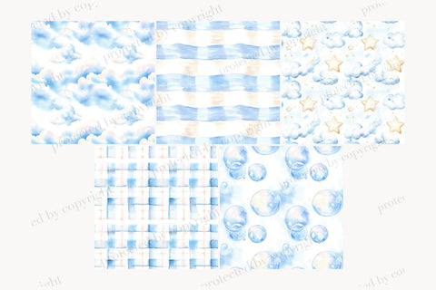 Baby Boy Digital Paper | Blue Nursery Birthday Patterns Digital Pattern GlamArtZhanna 