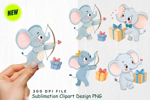 Baby Boy Elephant Watercolor Clipart PNG Sublimation Regulrcrative 