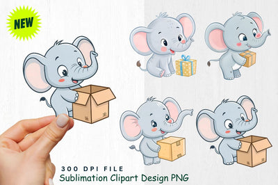 Baby Boy Elephant Watercolor Clipart PNG Sublimation Regulrcrative 