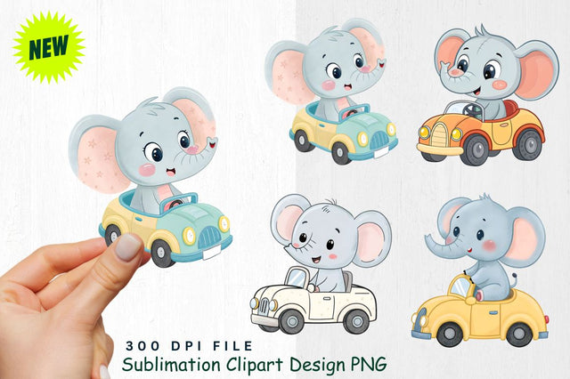 Baby Boy Elephant Watercolor Clipart PNG Sublimation Regulrcrative 