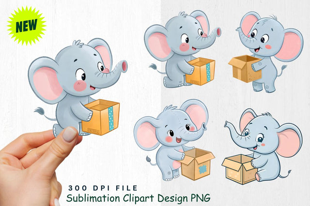 Baby Boy Elephant Watercolor Clipart PNG Sublimation Regulrcrative 