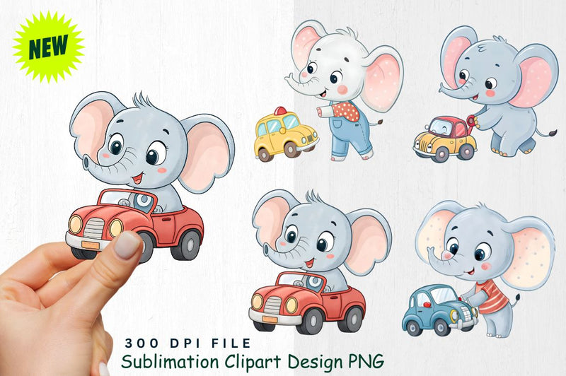 Baby Boy Elephant Watercolor Clipart PNG Sublimation Regulrcrative 