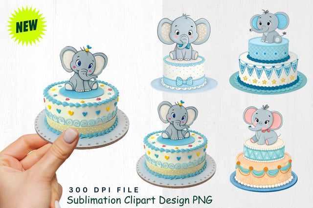 Baby Boy Elephant Watercolor Clipart PNG Sublimation Regulrcrative 