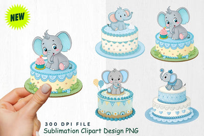 Baby Boy Elephant Watercolor Clipart PNG Sublimation Regulrcrative 