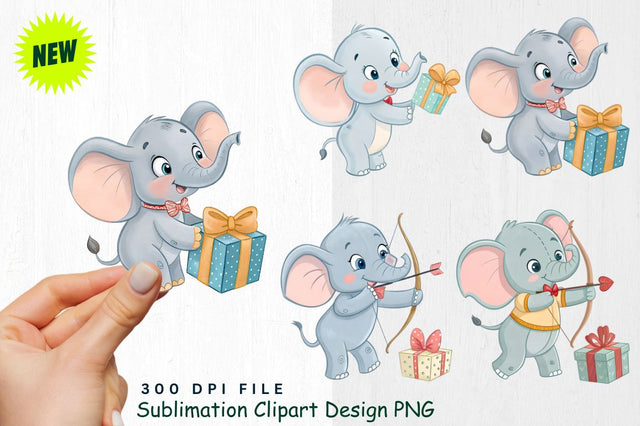 Baby Boy Elephant Watercolor Clipart PNG Sublimation Regulrcrative 