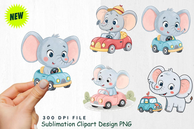 Baby Boy Elephant Watercolor Clipart PNG Sublimation Regulrcrative 