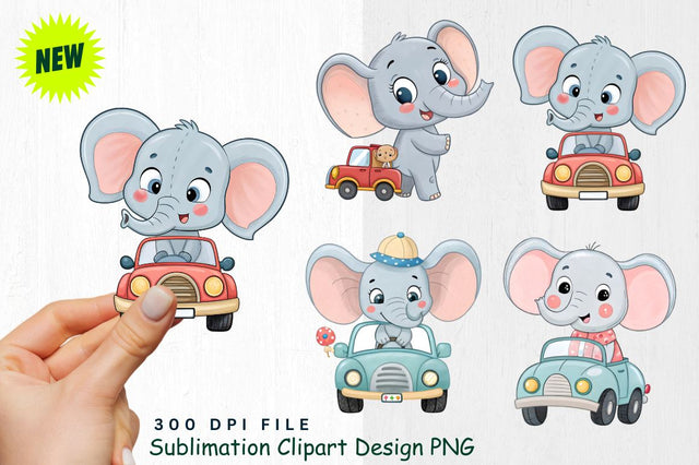 Baby Boy Elephant Watercolor Clipart PNG Sublimation Regulrcrative 