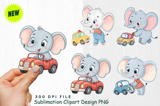 Baby Boy Elephant Watercolor Clipart PNG Sublimation Regulrcrative 