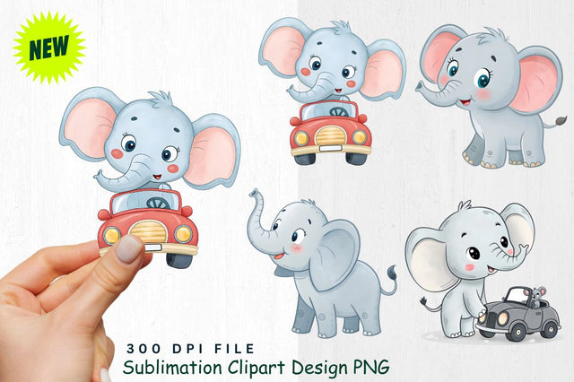 Baby Boy Elephant Watercolor Clipart Sublimation Regulrcrative 