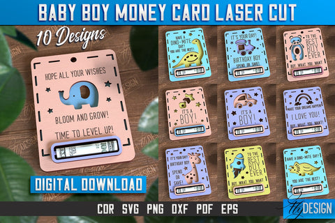 Baby Boy Money Card Bundle | Greeting Cards | Money Holder | CNC File SVG Fly Design 