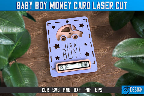 Baby Boy Money Card Bundle | Greeting Cards | Money Holder | CNC File SVG Fly Design 