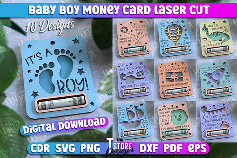 Baby Boy Money Card Bundle | Greeting Cards | Money Holder | CNC File SVG The T Store Design 