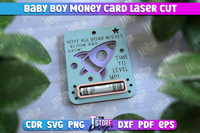 Baby Boy Money Card | Greeting Cards | Money Holder | CNC File SVG The T Store Design 