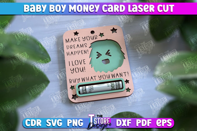 Baby Boy Money Card | Greeting Cards | Money Holder | CNC File SVG The T Store Design 