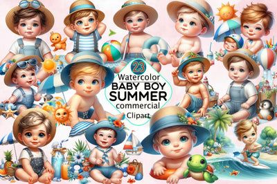 Baby Boy Summer Sublimation Clipart Bundle Sublimation SVGArt 