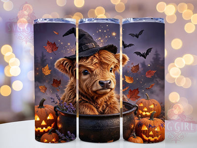 Baby Calf Witch Cauldron 20oz Tumbler, Baby Calf, Witch Cauldron, Halloween Design, Spooky Cute, Rustic Farmhouse, Whimsical Style, Sublimation Tumbler Sublimation SvggirlplusArt 