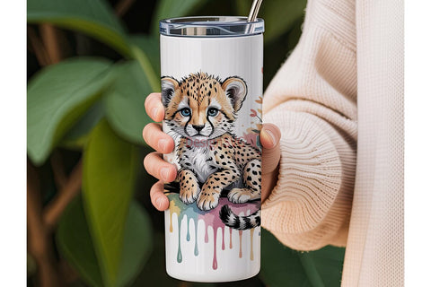 Baby Cheetah Floral 20oz Tumbler Wrap Sublimation DesignSVG 