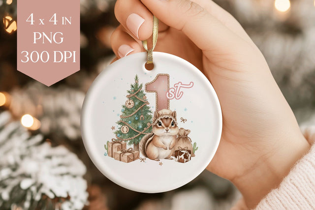 Baby Chipmunk 1st Christmas Sublimation PNG - Ornament Clipart Sublimation BijouBay 