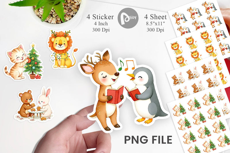 Baby Christmas Animals Sticker Sublimation artnoy 