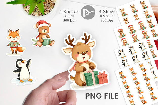 Baby Christmas Animals Sticker Sublimation artnoy 