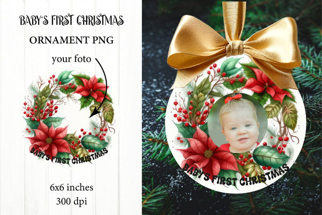 Baby Christmas Ornament PNG. Wreath Ornament PNG Sublimation Olga Terlyanskaya 
