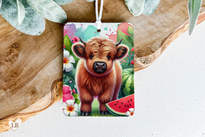 Baby Cow Air Freshener, Car Freshie PNG Sublimation BijouBay 