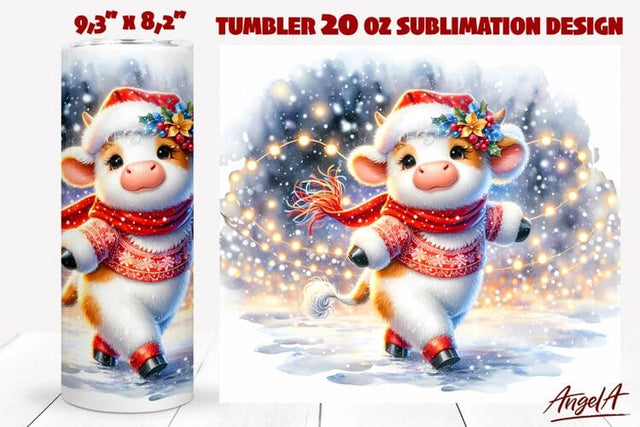 Baby cow Christmas tumbler sublimation, funny farm animals Sublimation Angelina Semenova 