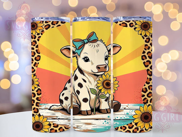 Baby Cow Sunflower 20oz Tumbler, Baby Cow, Sunflower Motif, Farmhouse Style, Rustic Theme, Cute Design, Skinny Tumbler, Sublimation PNG Sublimation SvggirlplusArt 