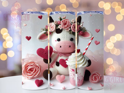 Baby Cow Valentine's Tumbler, Baby Cow, Valentine Tumbler, 20oz Tumbler Wrap, Cute Cow Gift, Cow Sublimation, Valentine's Day Gift, Tumbler Design Sublimation SvggirlplusArt 