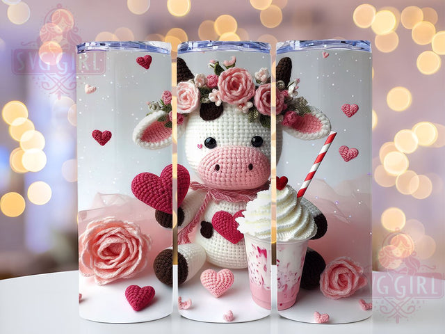 Baby Cow Valentine's Tumbler, Baby Cow, Valentine Tumbler, 20oz Tumbler Wrap, Cute Cow Gift, Cow Sublimation, Valentine's Day Gift, Tumbler Design Sublimation SvggirlplusArt 