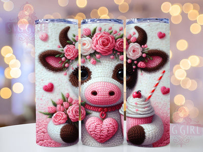 Baby Cow Valentine's Tumbler, Baby Cow, Valentine Tumbler, 20oz Tumbler Wrap, Cute Cow Gift, Cow Sublimation, Valentine's Day Gift, Tumbler Design Sublimation SvggirlplusArt 