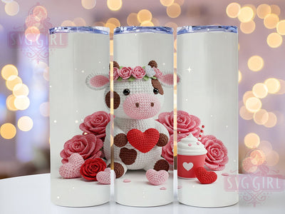 Baby Cow Valentine's Tumbler, Baby Cow, Valentine Tumbler, 20oz Tumbler Wrap, Cute Cow Gift, Cow Sublimation, Valentine's Day Gift, Tumbler Design Sublimation SvggirlplusArt 