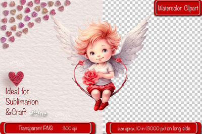 Baby Cupid BOYS cupid Clipart Angels Clipart Illustration Watercolor Valentine clipart PNG Sublimation Createya Design 