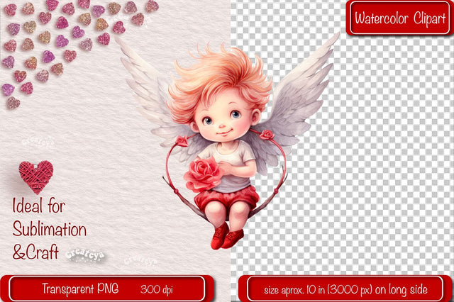 Baby Cupid BOYS cupid Clipart Angels Clipart Illustration Watercolor Valentine clipart PNG Sublimation Createya Design 