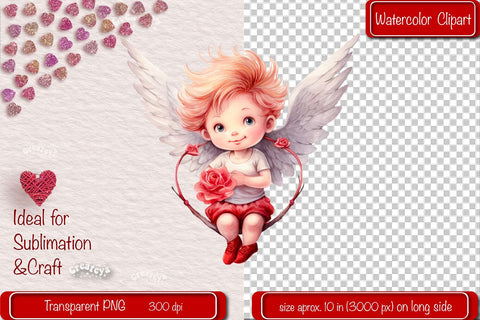 Baby Cupid BOYS cupid Clipart Angels Clipart Illustration Watercolor Valentine clipart PNG Sublimation Createya Design 