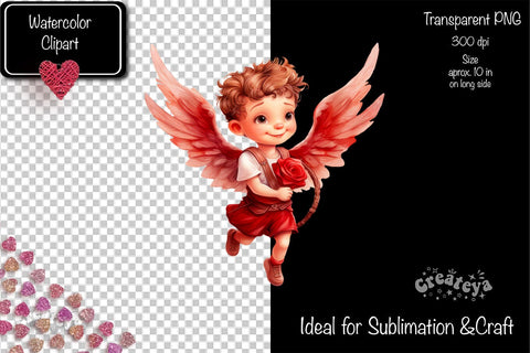 Baby Cupid BOYS cupid Clipart Angels Clipart Illustration Watercolor Valentine clipart PNG Sublimation Createya Design 