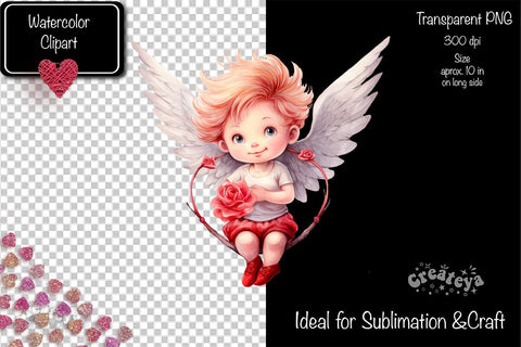 Baby Cupid BOYS cupid Clipart Angels Clipart Illustration Watercolor Valentine clipart PNG Sublimation Createya Design 