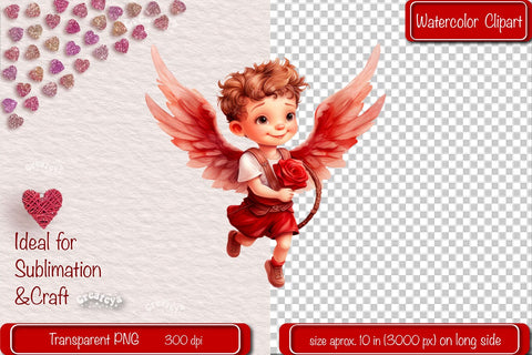 Baby Cupid BOYS cupid Clipart Angels Clipart Illustration Watercolor Valentine clipart PNG Sublimation Createya Design 