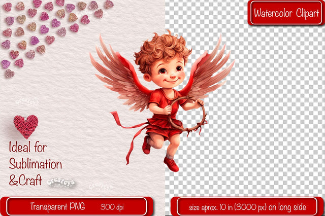 Baby Cupid BOYS cupid Clipart Angels Clipart Illustration Watercolor Valentine clipart PNG Sublimation Createya Design 