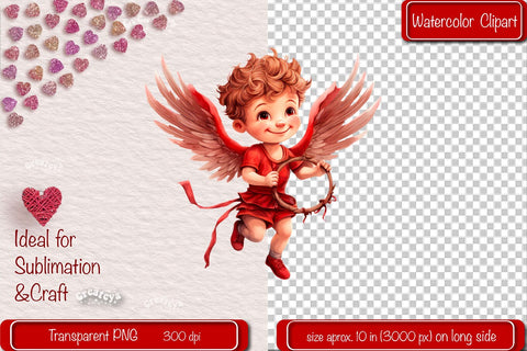 Baby Cupid BOYS cupid Clipart Angels Clipart Illustration Watercolor Valentine clipart PNG Sublimation Createya Design 