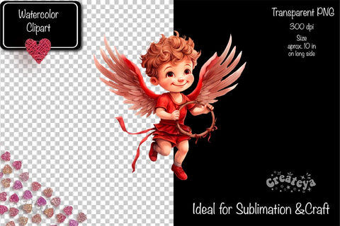 Baby Cupid BOYS cupid Clipart Angels Clipart Illustration Watercolor Valentine clipart PNG Sublimation Createya Design 