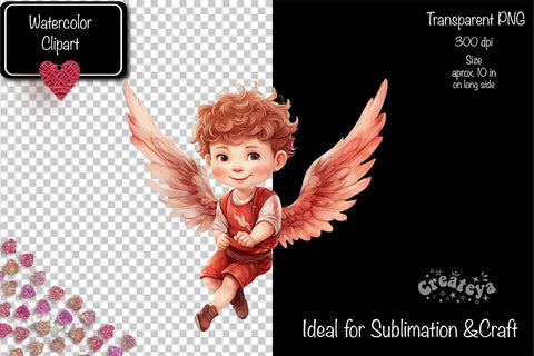 Baby Cupid BOYS cupid Clipart Angels Clipart Illustration Watercolor Valentine clipart PNG Sublimation Createya Design 